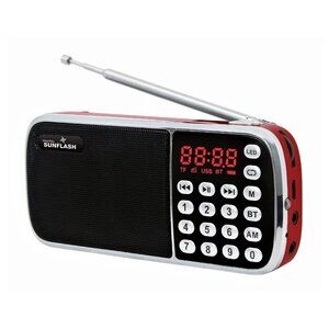 Digital Sunflash Z-135 Rechargeable Mini AM/FM Radio +Bluetooth +USB/SD/AUX Red